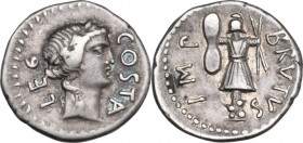 Brutus. AR Denarius, late summer-autumn 42 BC. Military mint moving with Brutus and Cassius in Western Asia Minor or Northern Greece. Pedanius Costa, ...