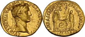 Augustus (27 BC - 14 AD). AV Aureus. Lugdunum mint, 2 BC - 12 AD. Obv. CAESAR AVGVSTVS DIVI F PATER PATRIAE. Laureate head right. Rev. C L CAESARES (i...