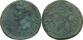 Tiberius (14-37). AE As, 35-36 AD. Obv. TI CAESAR D[IVI AVG F] AVGVST IMP VIII. Laureate head left. Rev. PONTIF MAXIM TRIBVN POTEST XXXVII. S-C to lef...