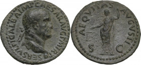 Galba (68-69). AE As, Rome mint,. Obv. SER SVLPI GALBA IMP CAESAR AVG PM TR P. Laureate head right. Rev. AEQVITAS AVGVSTI SC. Aequitas standing half-l...