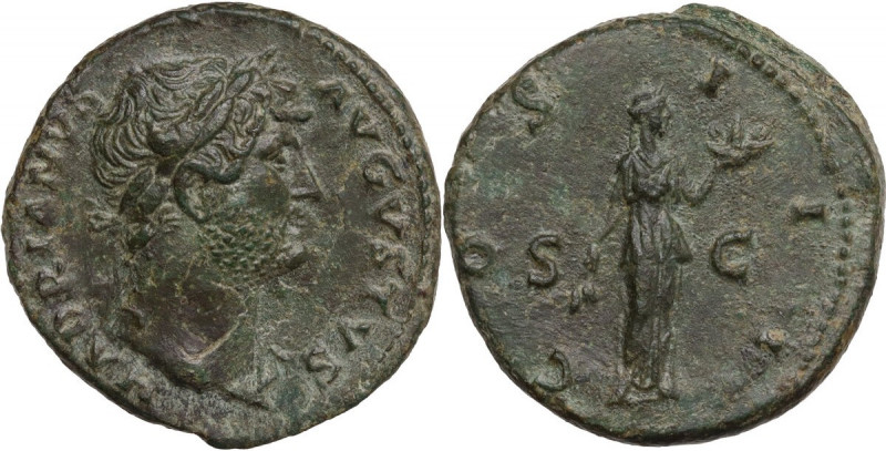 Hadrian (117-138). AE As, Rome mint, 125-128 AD. Obv. HADRIANVS AVGVSTVS. Laurea...