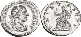 Elagabalus (218-222). AR Antoninianus, 218 AD. Obv. IMP CAES M AVR ANTONINVS AVG. Radiate, draped and cuirassed bust right. Rev. PM TRP COS PP. Roma s...