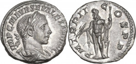 Severus Alexander (222-235). AR Denarius, 222-224 AD. Obv. IMP C M AVR SEV ALEXAND AVG. Laureate, draped and cuirassed bust right. Rev. PM TR P II [CO...