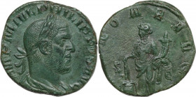 Philip I (244-249). AE Sestertius, 246 AD.,. Obv. IMP M IVL PHILIPPVS AVG. Laureate, draped and cuirassed bust right. Rev. ANNONA AVG[G] SC. Annona st...