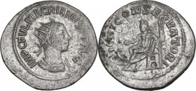 Macrianus, Usurper (260-261). BI Antoninianus, Samosata mint. Obv. IMP C FVL MACRIANVS PF AVG. Radiate, draped and cuirassed bust. Rev. IOVI CONSERVAT...