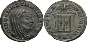 Constantius I Chlorus (305-306). AE Follis, Aquileia mint. Struck 307-310 AD. Obv. DIVO CONSTANTIO AVG. Veiled bust right. Rev. MEMORIA DIVI CONSTANTI...