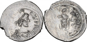 Justinian I (527-565). AR Siliqua, Constantinople mint, 527-538 AD. Obv. D N IVSTIN [I – A (?)]NVS PP AVG. Draped and cuirassed bust right, wearing di...
