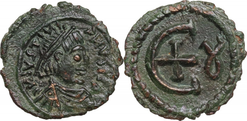 Justinian I (527-565). AE Pentanummium, Antioch/Theoupolis mint. Obv. DИ IVSTIИI...