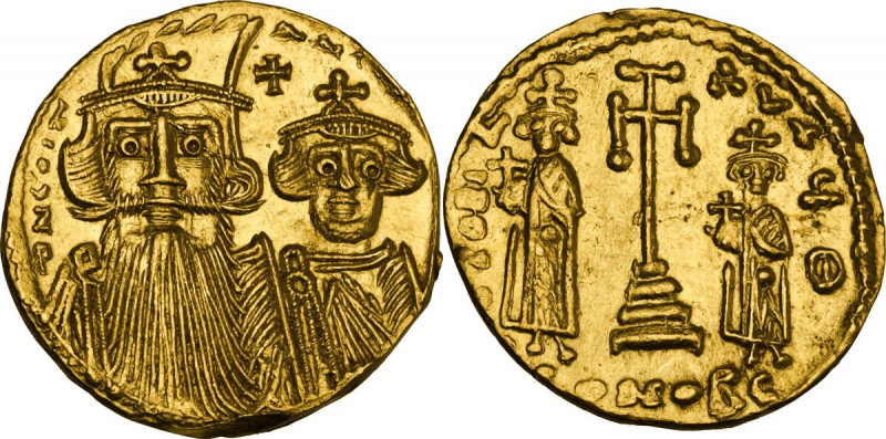 Constans II (641-668). AV Solidus, Constantinople mint, c. 661- 663 AD. Obv. ∂ N...