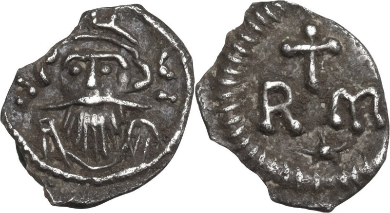 Constans II (641-668). AR 1/8 Siliqua or 30 Nummi, Rome mint, c. 650-668 AD. Obv...
