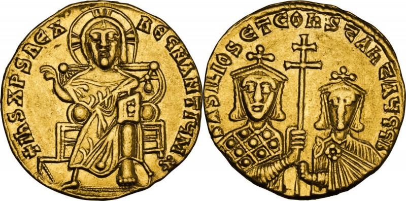 Basil I, the Macedonian (867-886 AD). AV Solidus, Constantinople mint. Obv. +IhS...