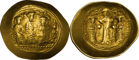 Romanus IV, Diogenes (1068-1071). AV Histamenon Nomisma, Constantinople mint. Obv. The three sons of Constantine X and Eudocia, standing facing: Micha...