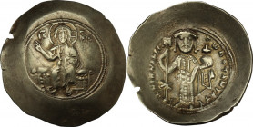Nicephorus III Botaniates (1078-1081). EL Histamenon Nomisma, Constantinople mint. Obv. Christ seated facing on throne; he wears pallium and colobium,...