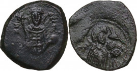 Manuel I Comnenus (1143-1180). AE Tetarteron. Type B. Constantinople mint. Struck 1152-circa 1160. Obv. MHP - ΘV. Theotokos, orans, standing right; ma...