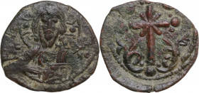 Constantinople. Anonymous. Time of Nicephorus III Botaniates (c. 1078-1081). AE Follis. D/ IC-XC, bust of Christ facing, wearing nimbus cruciger, pall...