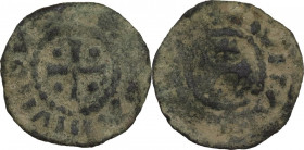 Tripoli. Raymond II (1137-1352). AE 'Agnus Dei type', Second Crusade period, c. 1147-1149. D/ Plain cross, pellet in each quarter. R/ Horse (?) or Agn...