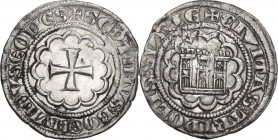 Tripoli. Bohemond VII (1275-1287). AR Half Gros. D/ Cross with twelve arcs. R/ Triple-towered gateway of two stories, with crenellations and pointed a...