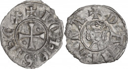 Damietta. John of Brienne, King (1210-1212), Regent (1212-1225). BI Denier, Acre mint (?). D/ Patent cross; pellets (?) in second and third quarters. ...
