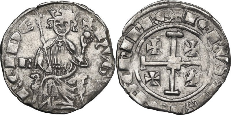 Cyprus. Hugh IV of Lusignan (1324-1359). AR Gros, Famagusta mint (?). D/ King se...