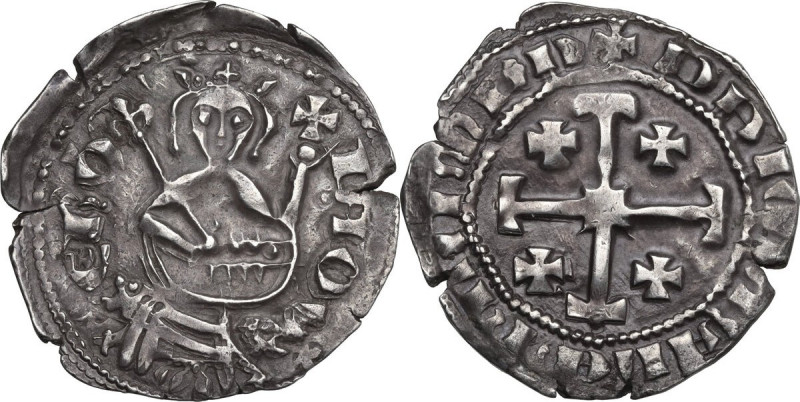 Cyprus. James I of Lusignan (1382-1398). AR Gros, rough style. D/ King, beardles...