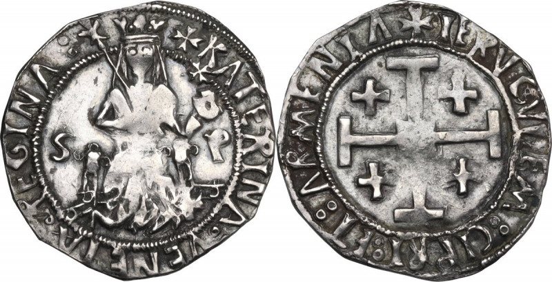 Cyprus. Catherine Cornaro, Second Sole Reign (1474-1489). AR Gros, third type. D...