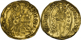 Genoese Colonies. Scio. Filippo Maria Visconti, Duke of Milan and Lord of Genoa (1421-1436). AV Pseudo-Venetian Ducat. D/ St. Mark standing in left fi...