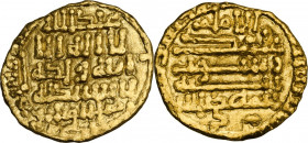 Califfi fatimidi, al-Mahdi billah (297-322 AH / 910-934 DC). Robai o 1/4 Dinar, senza nome di zecca, data non visibile. D/ Kalima in tre righe di lege...