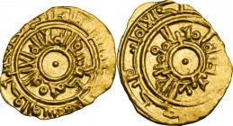 Califfi Fatimidi, Al Mu'izz (341-365 AH / 953-975 DC). Robai o 1/4 Dinar, senza nome di zecca (Siqilliya?), senza data. D/ Legenda cufica circolare co...