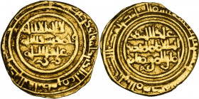 Califfi fatimidi, al-Hakim bi-Amr Allah (386-411 AH / 996-1021 DC). Robai o 1/4 Dinar, zecca di al-Mahdiya, data parzialmente visibile. D/ Legenda cuf...