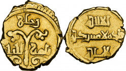 Messina o Palermo. Ruggero II (1105-1154). Multiplo di tarì 1114-1130. D/ Grande Tau ornamentale accostata da caratteri cufici (per ordine / di Rugger...
