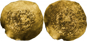 Amalfi. Tancredi (1189-1194). Tarì, datato 585 AH (1189-1190). D/ Monogramma del sovrano TACD accostato sopra e sotto da stelle; due giri di legenda p...