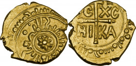 Messina o Palermo. Guglielmo III (1194). Multiplo di tarì, datato 590 AH? (1194). D/ Stella a sei raggi; attorno, legenda cufica interna ( il Re Gugli...