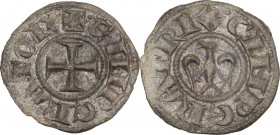 Messina. Enrico VI di Svevia (1194-1197). Denaro. D/ Croce patente. R/ Aquila con testa rivolta a sinistra. Sp. 27; Travaini 1993 4; D'Andrea 37. MI. ...