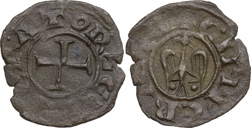 Messina. Enrico VI di Svevia (1194-1197). Denaro. D/ Croce patente. R/ Aquila di...
