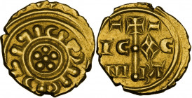 Messina. Federico II di Svevia (1194-1250). Multiplo di tarì. D/ Cinque globetti disposti a fiore; nel giro esterno, legenda pseudo-cufica. R/ Lunga c...