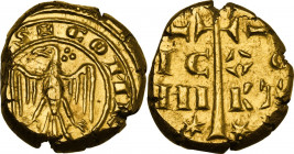 Messina. Corrado II di Svevia (Corradino) (1254-1258). Multiplo di tarì. D/ Aquila con ali spiegate volta a sinistra; dietro il collo, tre globetti. R...