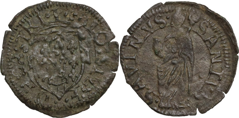 Castro. Pier Luigi Farnese (1545-1547). Quattrino. D/ Stemma Farnese largo a cuo...