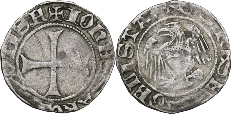 Chivasso. Giovanni I Paleologo (1338-1372). Quarto di grosso. D/ Croce patente. ...