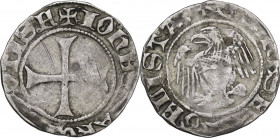 Chivasso. Giovanni I Paleologo (1338-1372). Quarto di grosso. D/ Croce patente. R/ Aquila ad ali spiegate volta a sinistra. CNI 13; MIR (Piem. Sard. L...
