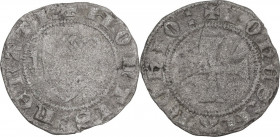 Chivasso. Giovanni II Paleologo (1378-1381). Forte bianco. D/ Stemma Paleologo accantonato da due chiavette. R/ Croce patente. CNI 1; MIR (Piem. Sard....