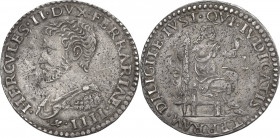 Ferrara. Ercole II d'Este (1534-1559). Bianco. D/ Busto corazzato a sinistra. R/ La Giustizia seduta a destra con bilancia e scure. CNI 53/60; Rav. Mo...