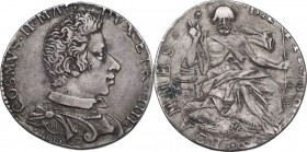 Firenze. Cosimo II de' Medici (1608-1621). Testone 1611. D/ Busto corazzato a destra con drappeggio sulla spalla; sotto, 1611. R/ San Giovanni seduto ...