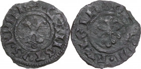 Foligno. Callisto III (1455-1458), Alonso de Borja. Picciolo. D/ Chiavi decussate. R/ Croce fiorita. CNI 1/17; M. 23; Berm. 353. MI. 0.34 g. 13.50 mm....