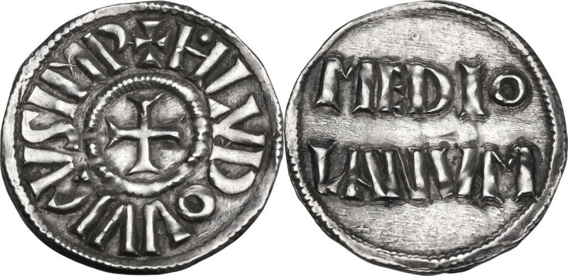 Milano. Ludovico il Pio (814-840). Denaro. D/ Croce. R/ MEDIO/LANVM. CNI -; cfr....