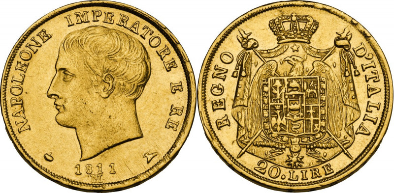 Milano. Napoleone Bonaparte (1804-1814). 20 lire 1811. D/ Testa nuda a sinistra....