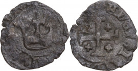 Napoli. Carlo III di Durazzo (1382-1386). Denaro. D/ Corona gigliata. R/ Croce di Gerusalemme. P/R 3; MIR (Napoli) 39. MI. 0.53 g. 15.00 mm. R. BB.