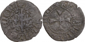 Napoli. Ladislao di Durazzo (1386-1414). Denaro. D/ Quattro gigli di Francia. R/ Croce patente. P/R 4; MIR (Napoli) 44. MI. 0.45 g. 16.00 mm. R. BB.