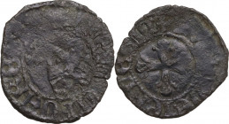 Napoli. Giovanna II di Durazzo (1414-1435). Denaro. D/ Grande Y coronata. R/ Croce fogliata. P/R 1; MIR (Napoli) 47. MI. 0.54 g. 15.00 mm. R. MB/BB. N...