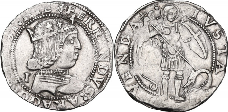 Napoli. Ferdinando I d' Aragona (1458-1494). Coronato. D/ Busto coronato in età ...