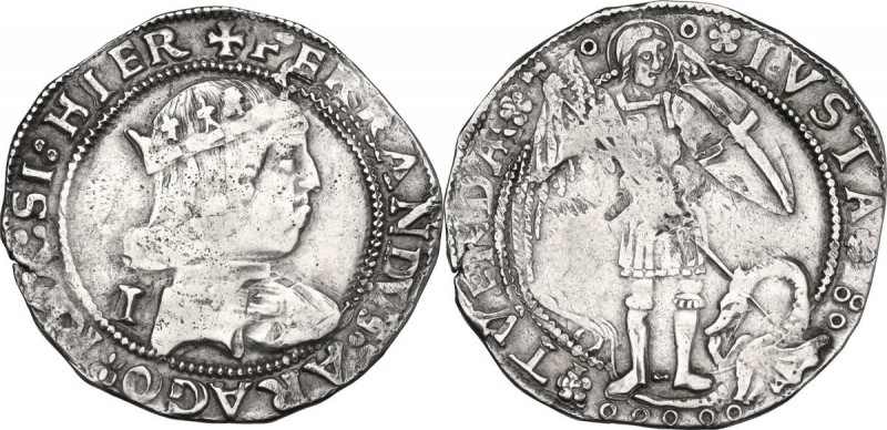 Napoli. Ferdinando I d' Aragona (1458-1494). Coronato. D/ Busto coronato in età ...
